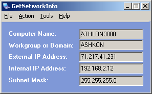 Monitor your external IP and view your network IP address and domain settings