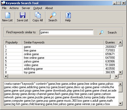 Keywords Search Tool 2.33 screenshot