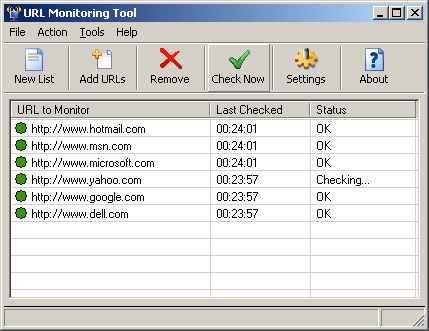 URL Monitoring Tool screen shot