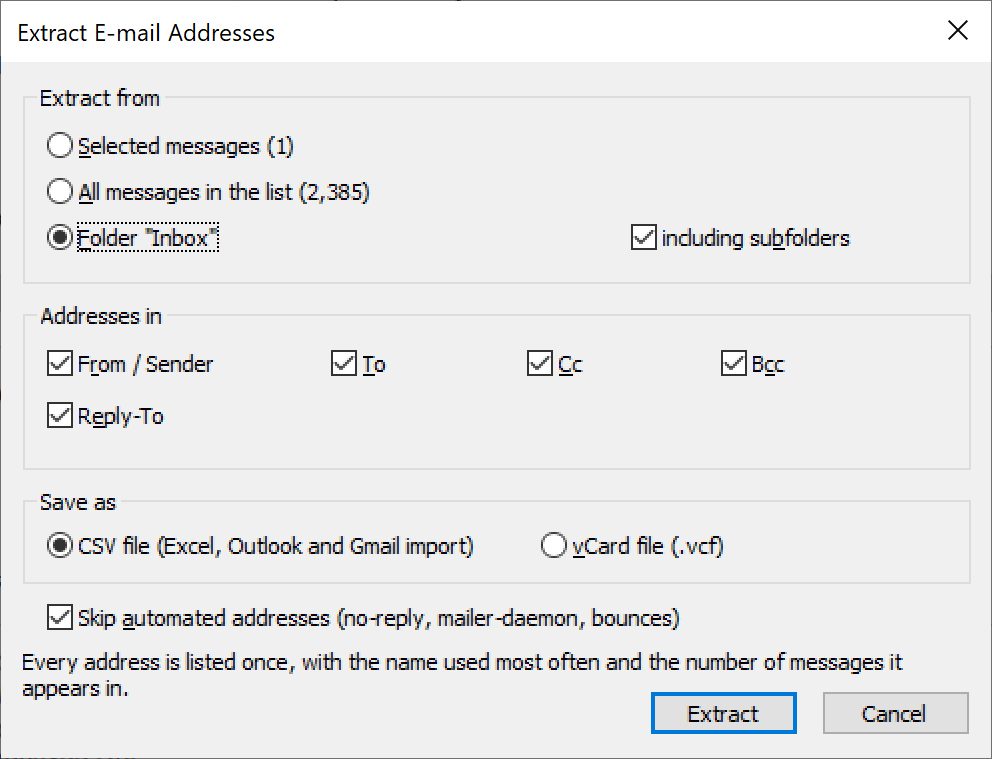 Extract e-mail addresses from MBOX files